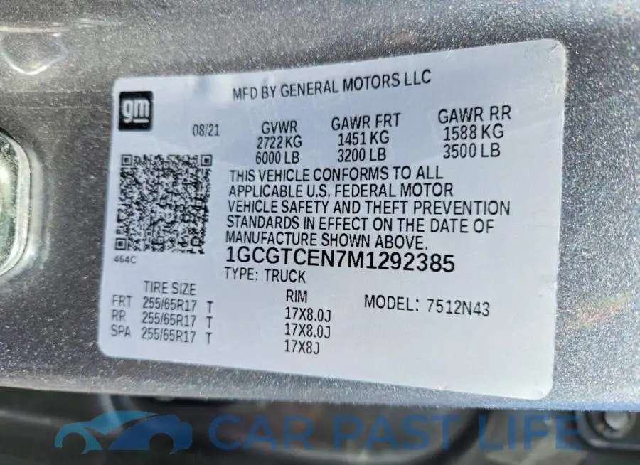 1GCGTCEN7M1292385# 13