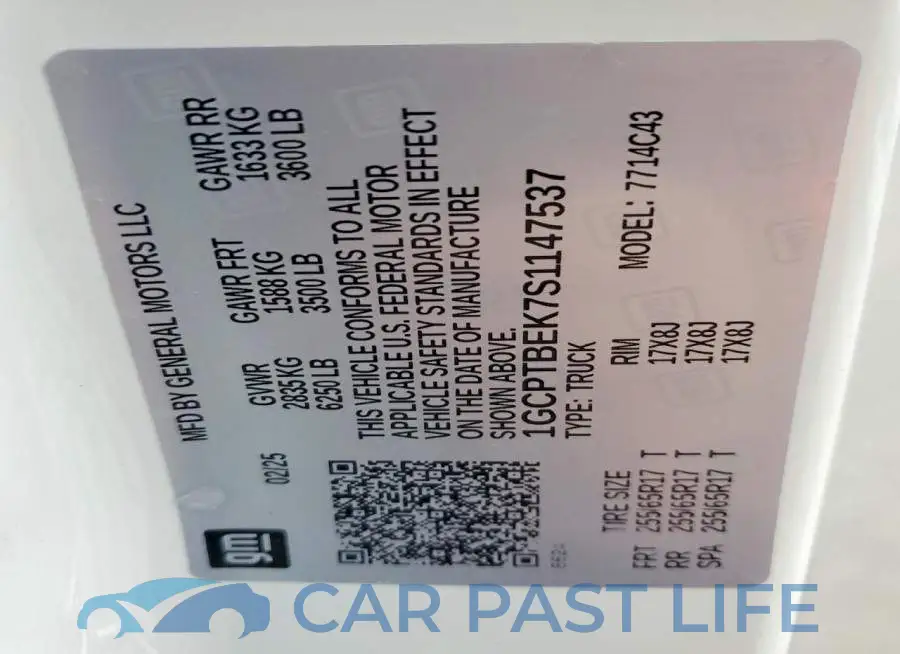 1GCPTBEK7S1147537# 12
