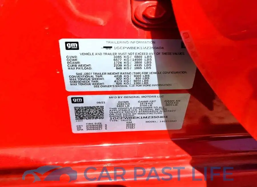 1GCPWBEK1MZ350404# 13