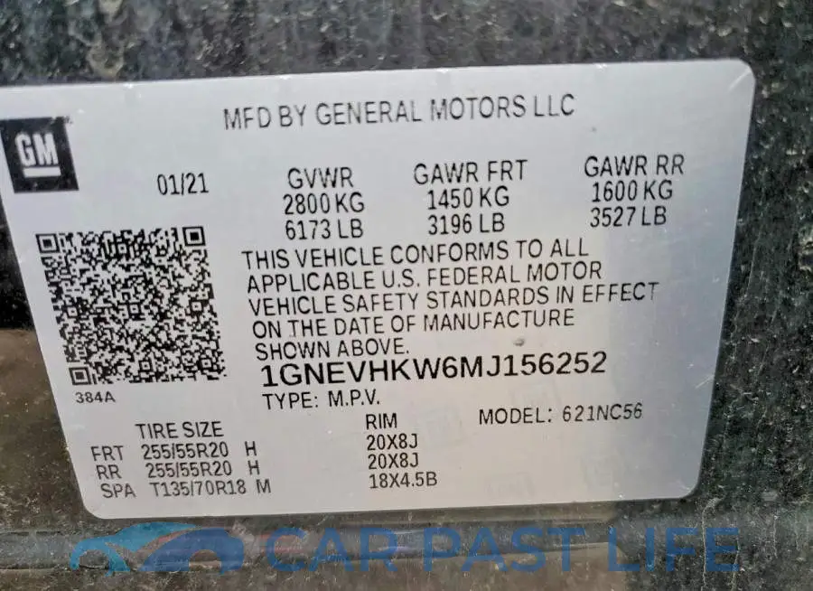 1GNEVHKW6MJ156252# 13
