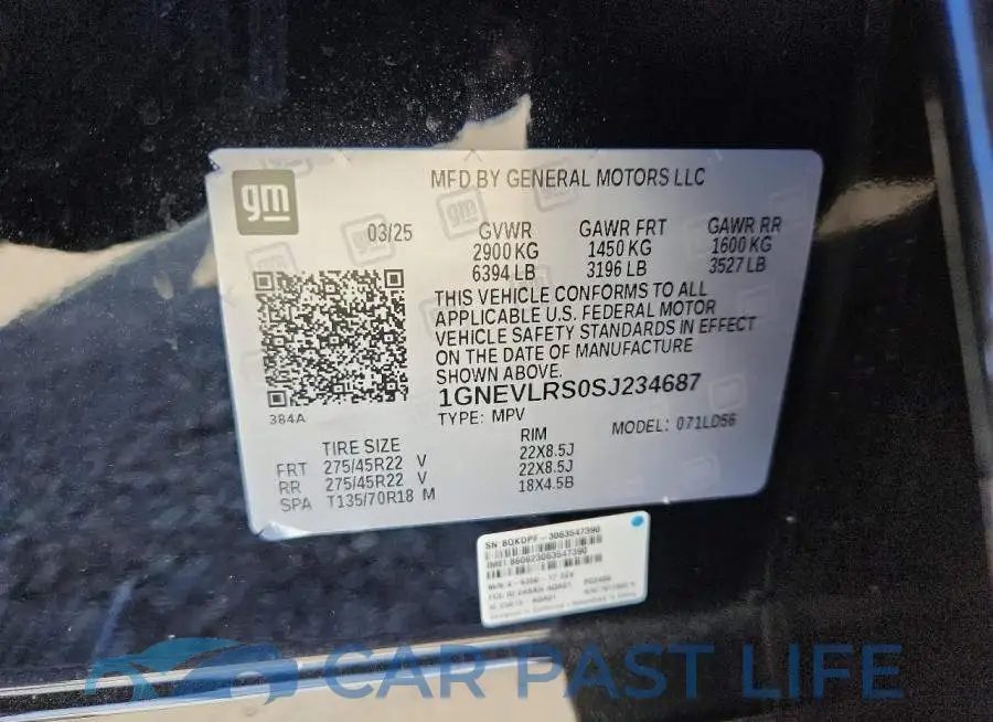 1GNEVLRS0SJ234687# 12