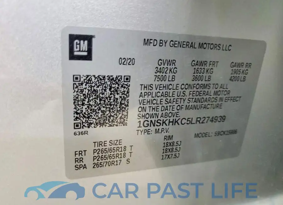 1GNSKHKC5LR274939# 13