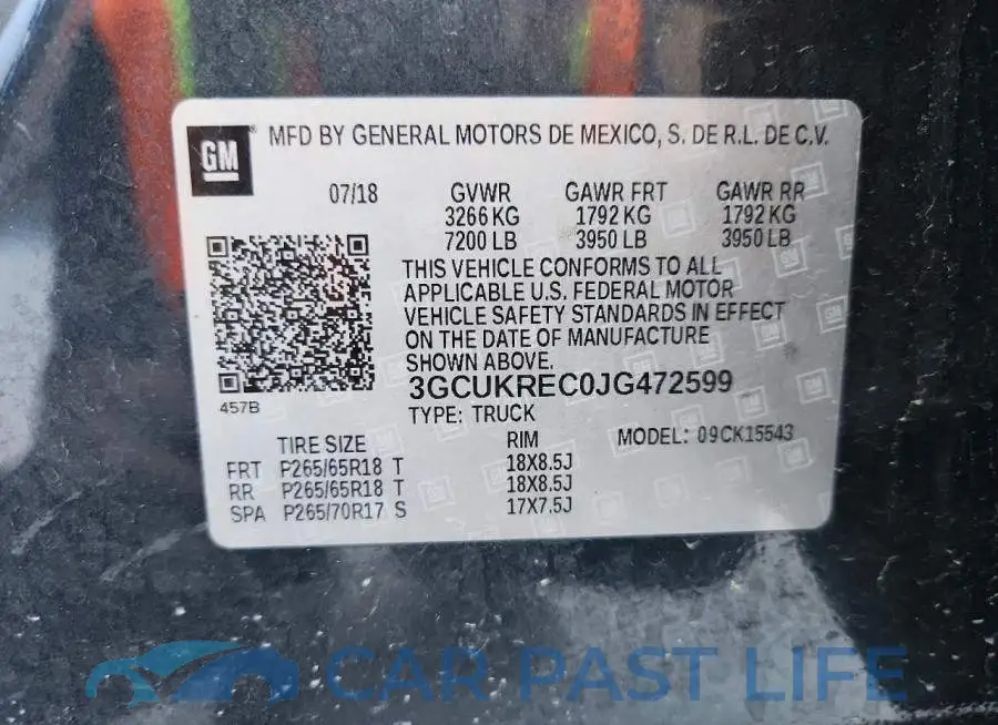 3GCUKREC0JG472599# 12