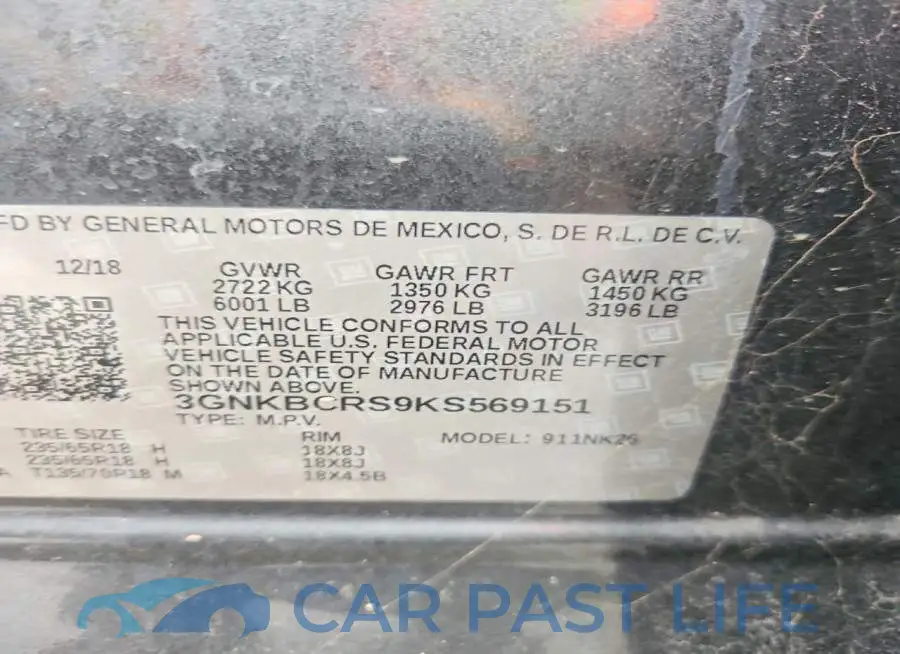 3GNKBCRS9KS569151# 13