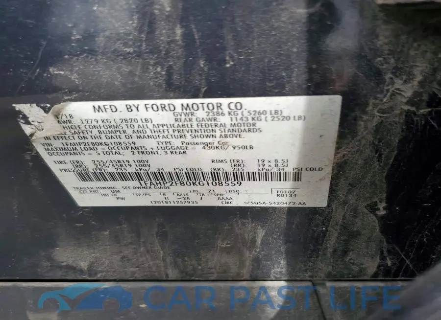 1FAHP2F80KG108559# 12