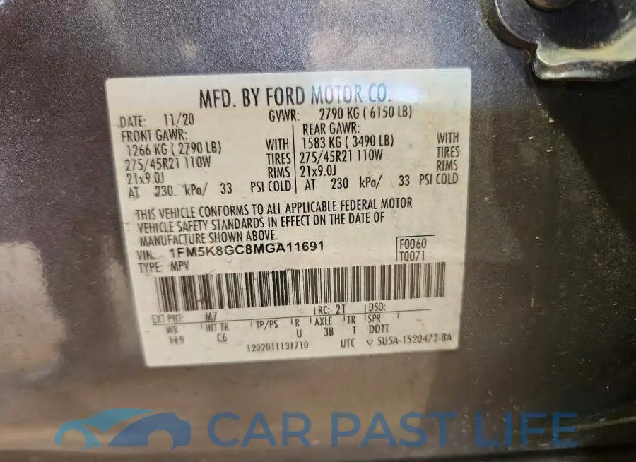 1FM5K8GC8MGA11691# 13