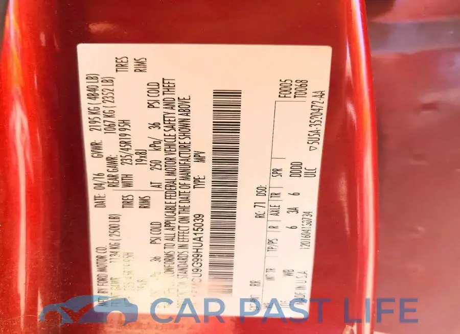 1FMCU9G99HUA15039# 13