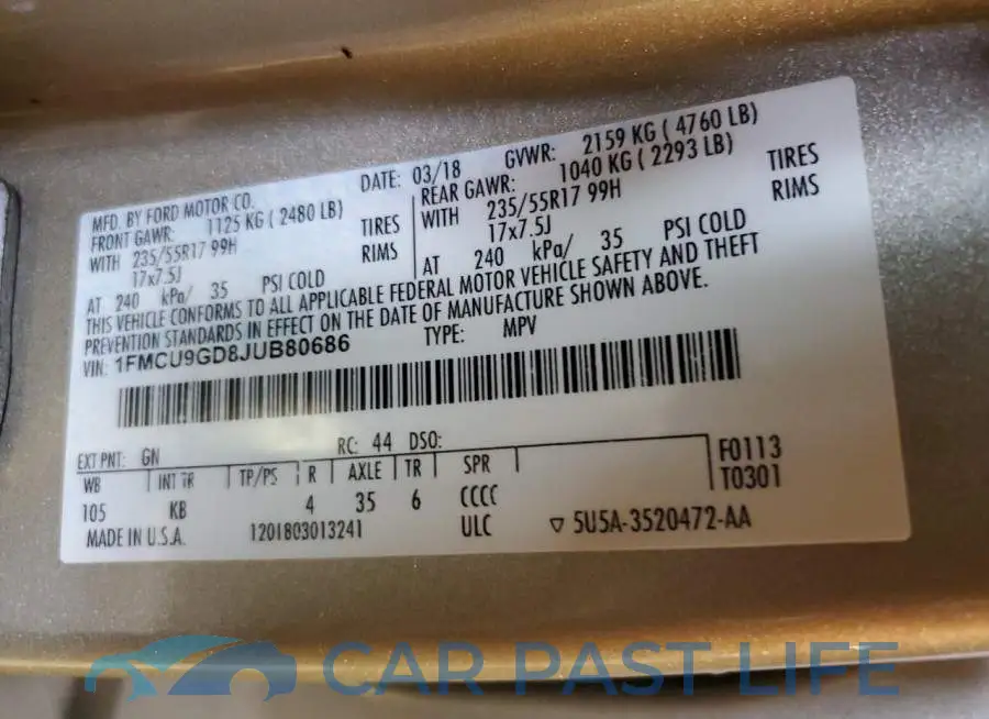 1FMCU9GD8JUB80686# 13