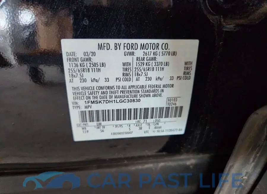 1FMSK7DH1LGC30830# 13