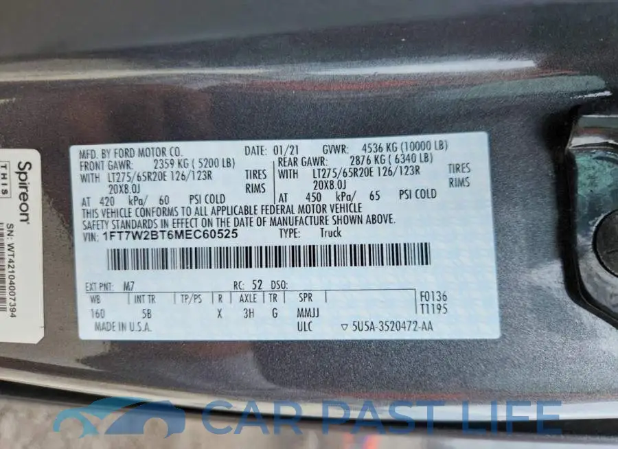 1FT7W2BT6MEC60525# 12