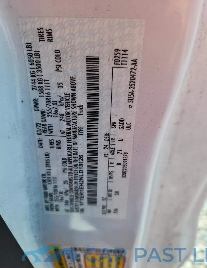 1FTER1EH2NLD18126# 12