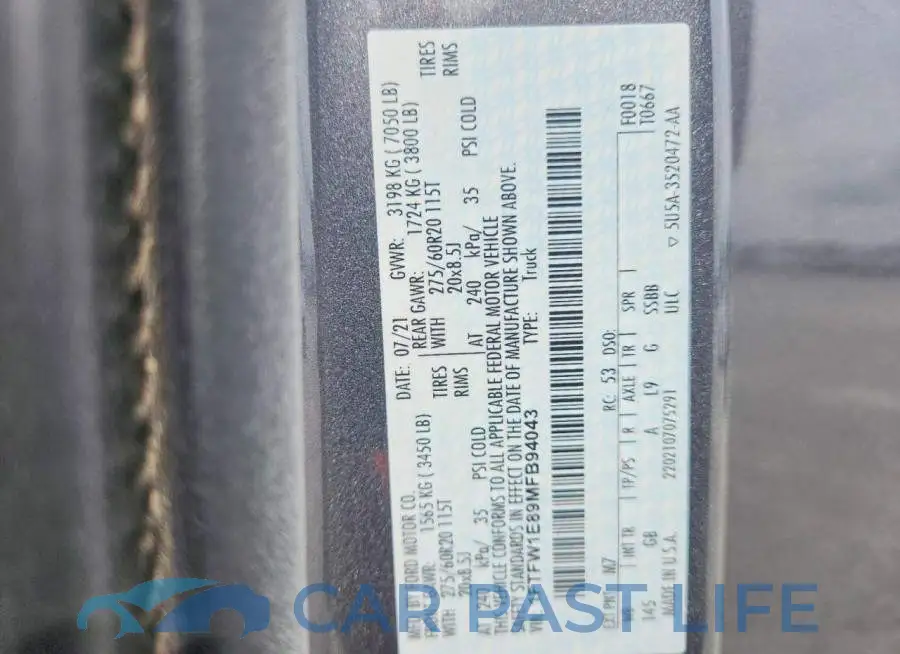 1FTFW1E89MFB94043# 12