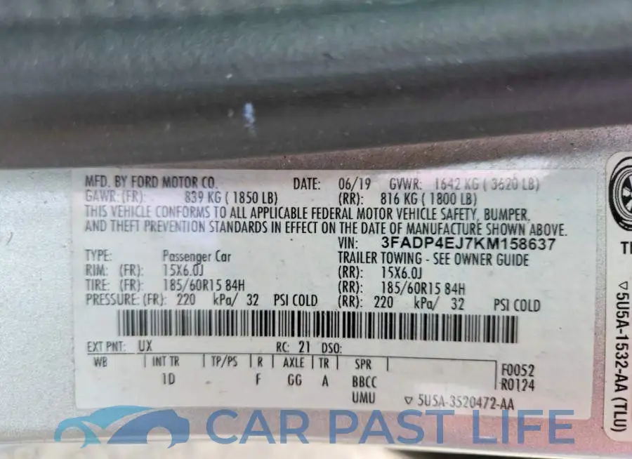 3FADP4EJ7KM158637# 12