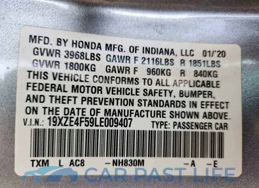 19XZE4F59LE009407# 12
