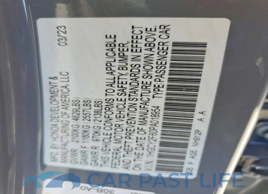 1HGCY2F60PA018954# 13