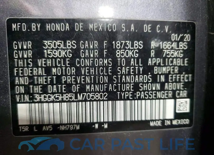 3HGGK5H85LM705802# 13