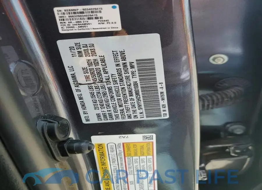 5FNYF5H25MB018084# 13