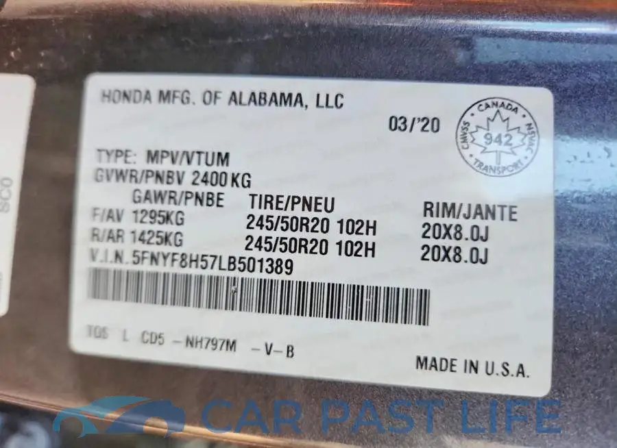 5FNYF8H57LB501389# 14