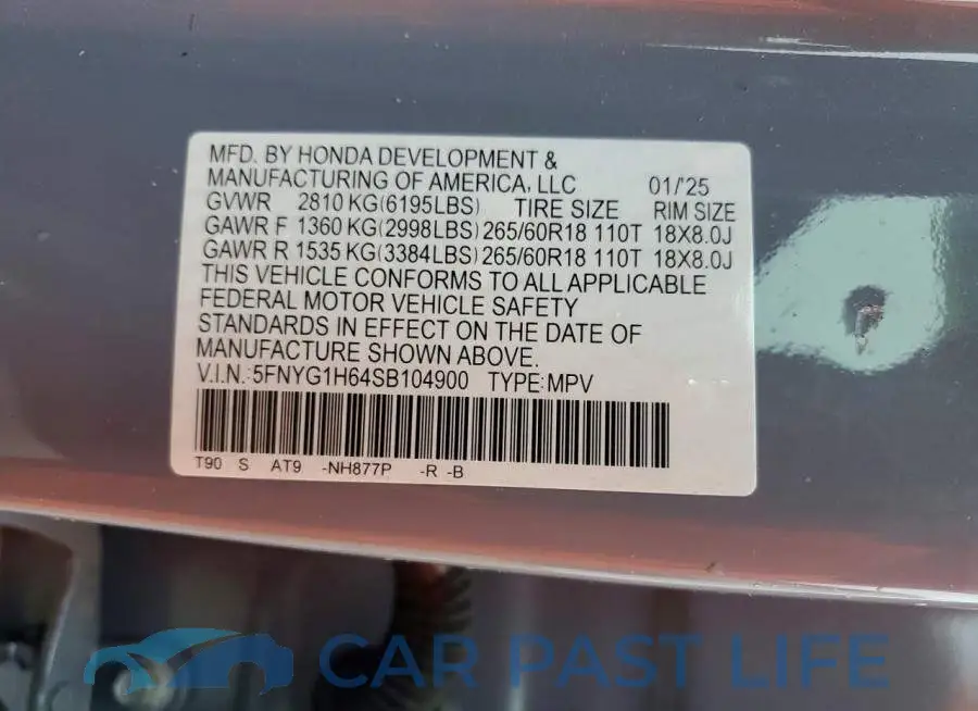 5FNYG1H64SB104900# 13