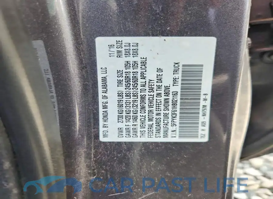 5FPYK3F61HB021163# 12