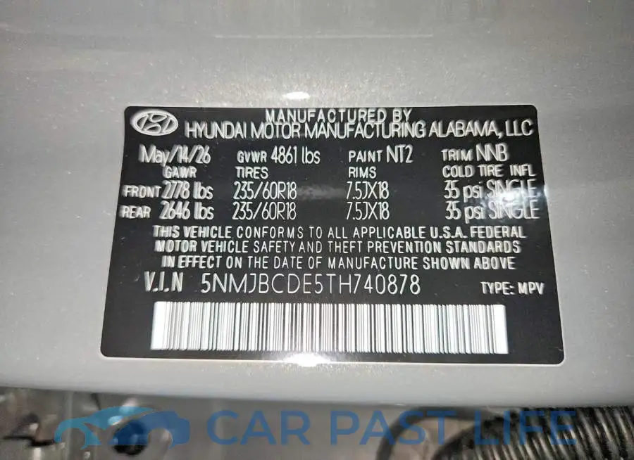 5NMJBCDE5TH740878# 13