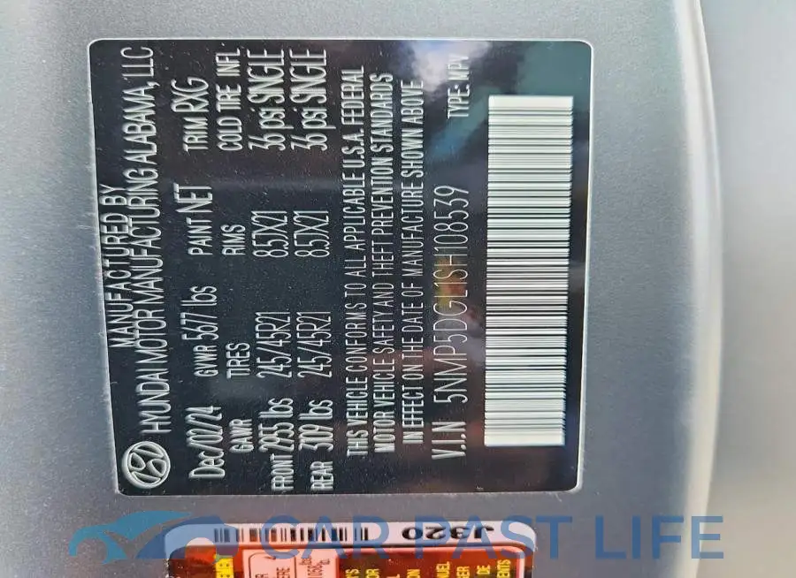 5NMP5DGL1SH108539# 13