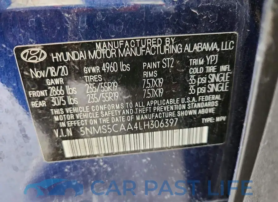 5NMS5CAA4LH306397# 13
