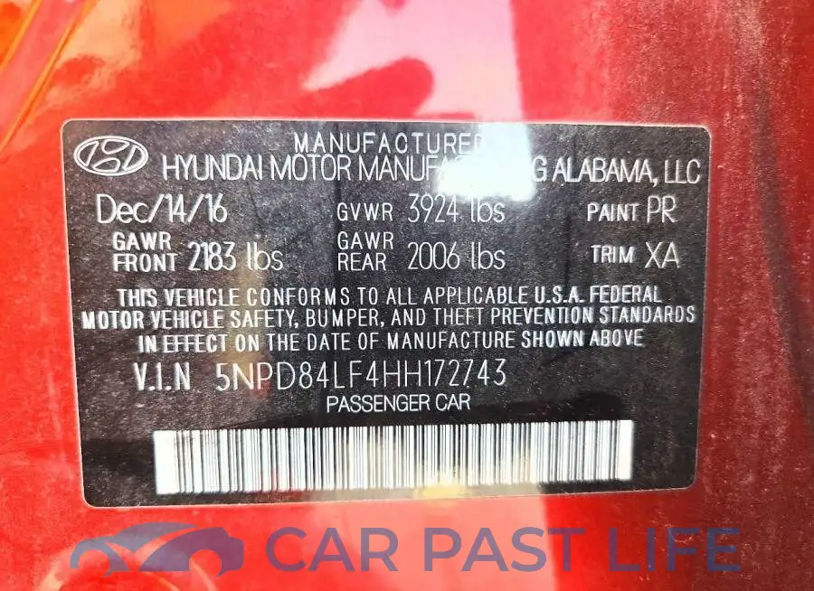 5NPD84LF4HH172743# 12