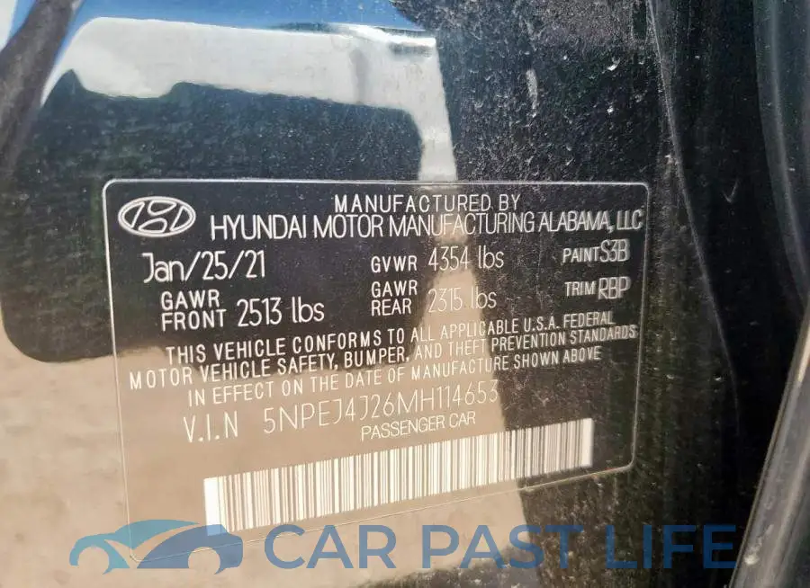 5NPEJ4J26MH114653# 12