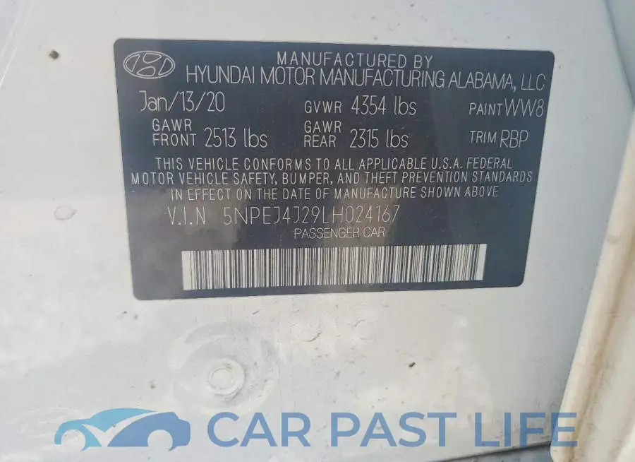 5NPEJ4J29LH024167# 12