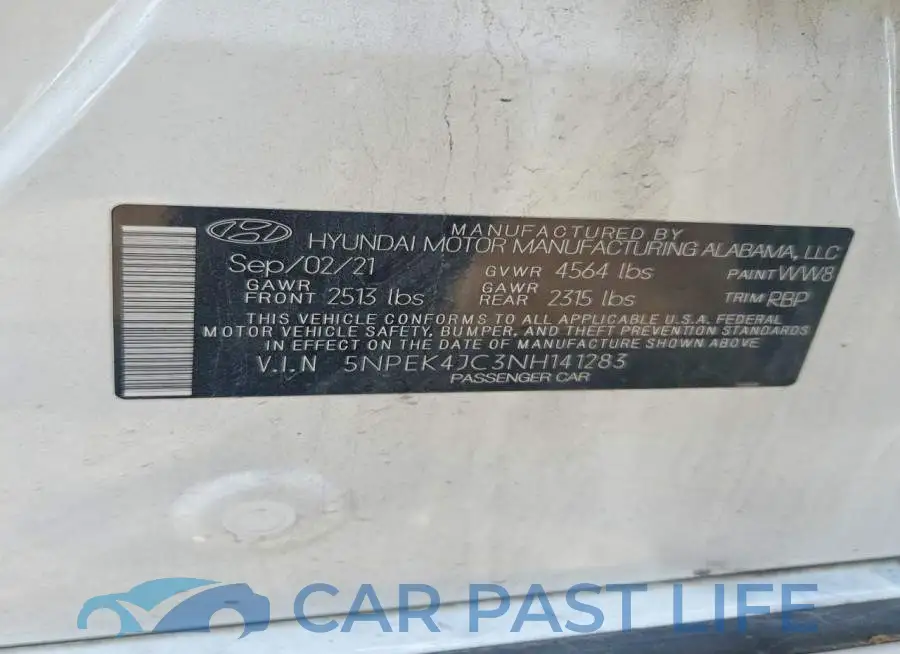 5NPEK4JC3NH141283# 12
