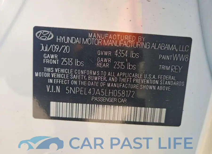 5NPEL4JA5LH058172# 12