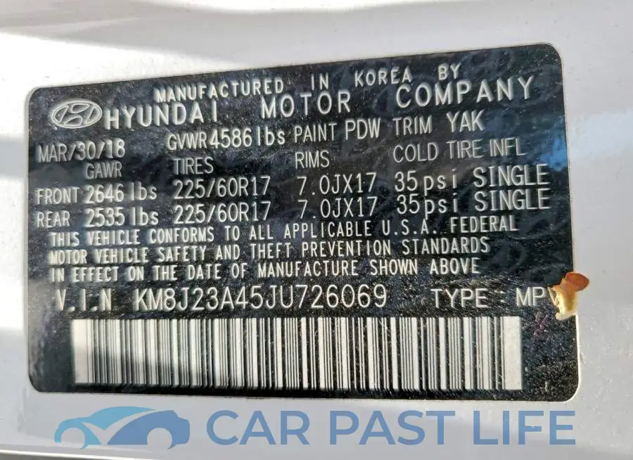 KM8J23A45JU726069# 14