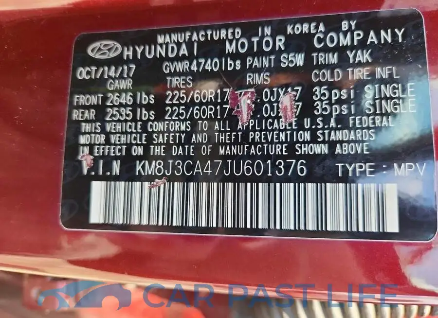 KM8J3CA47JU601376# 13