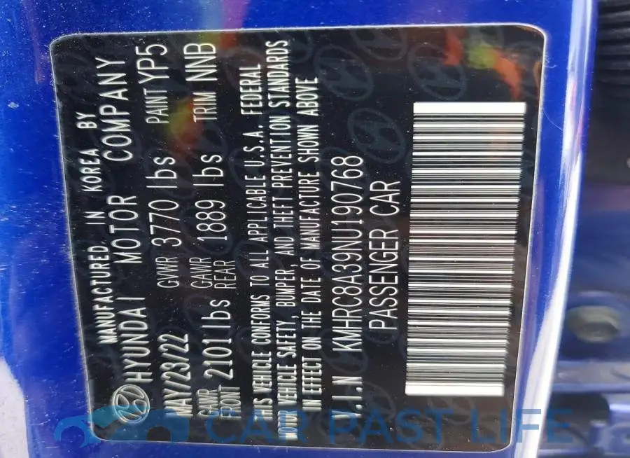 KMHRC8A39NU190768# 13