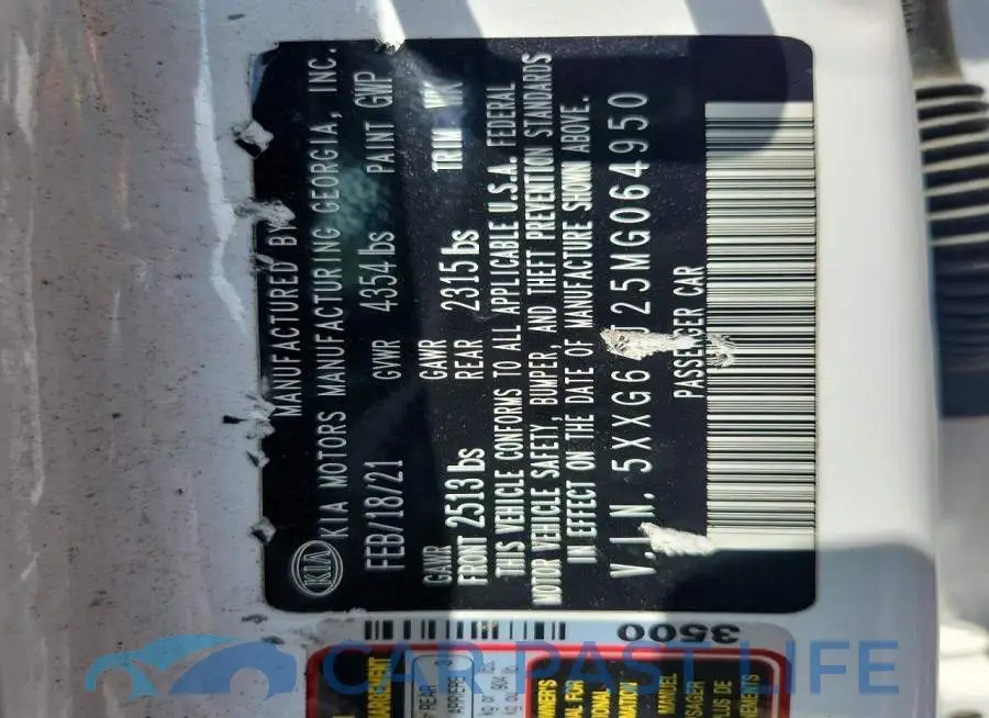 5XXG64J25MG064950# 12