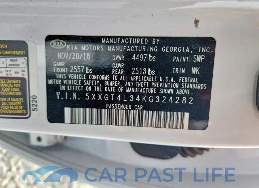 5XXGT4L34KG324282# 12
