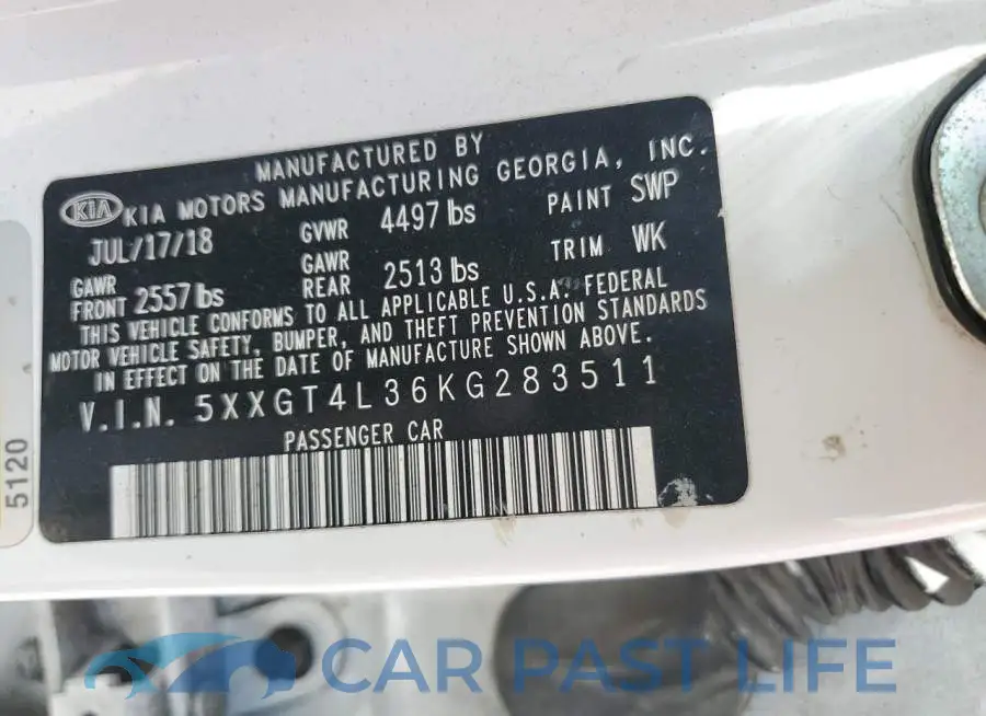 5XXGT4L36KG283511# 12