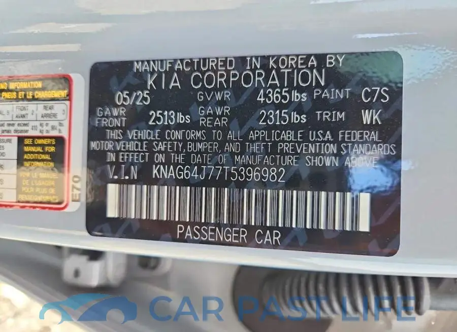 KNAG64J77T5396982# 12