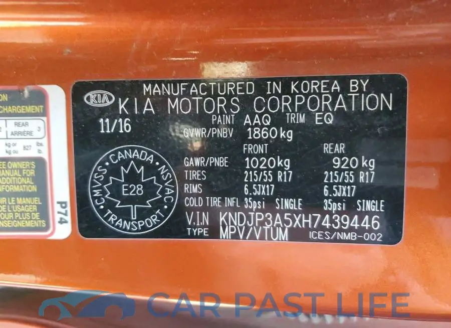 KNDJP3A5XH7439446# 12