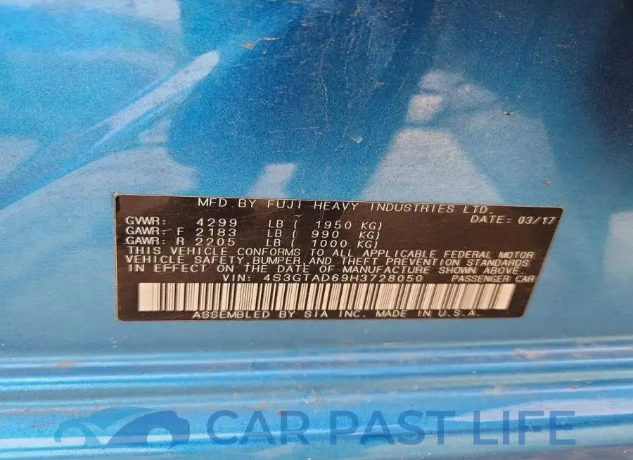 4S3GTAD69H3728050# 12