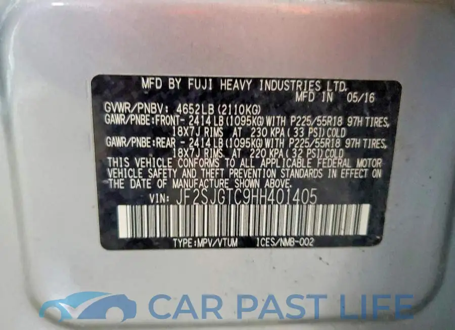 JF2SJGTC9HH401405# 13