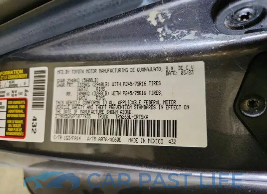 3TYRX5GN2PT077935# 13