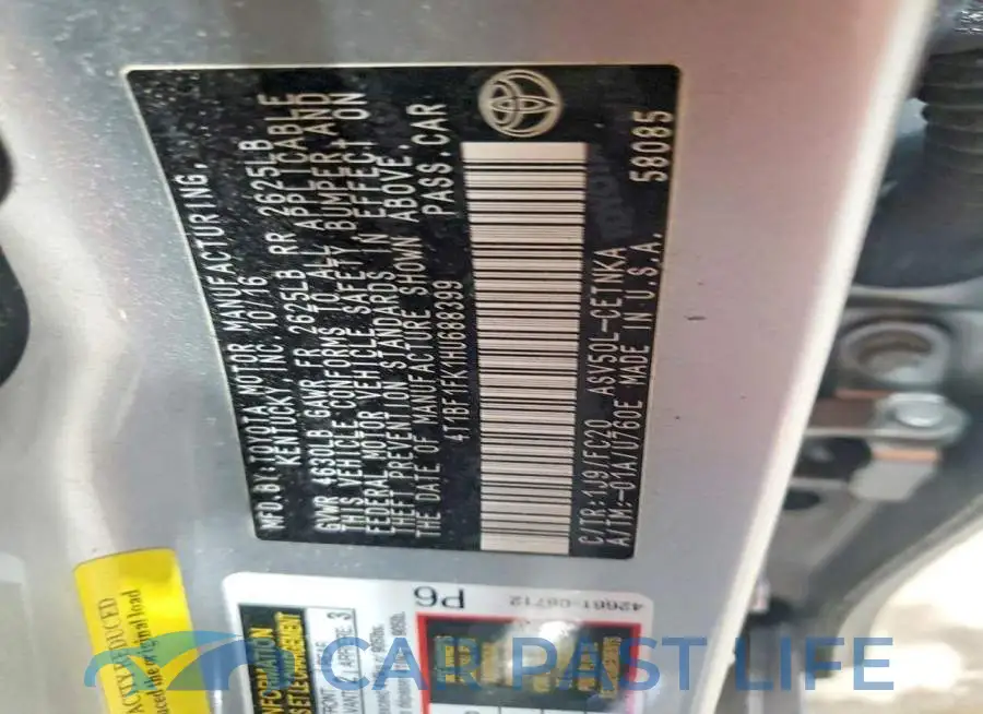 4T1BF1FK1HU688399# 12