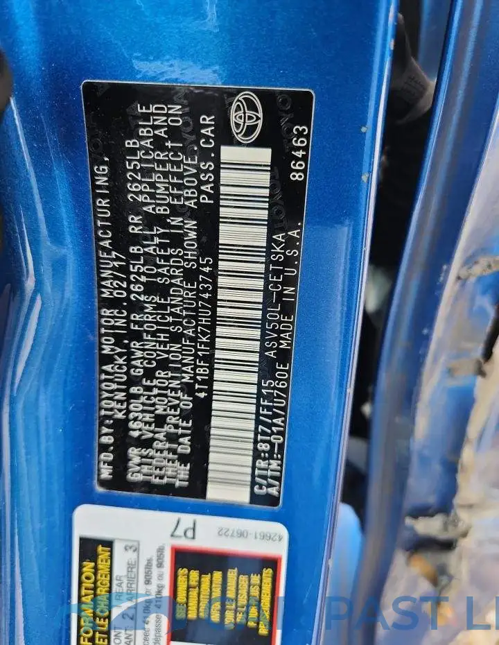 4T1BF1FK7HU743745# 12