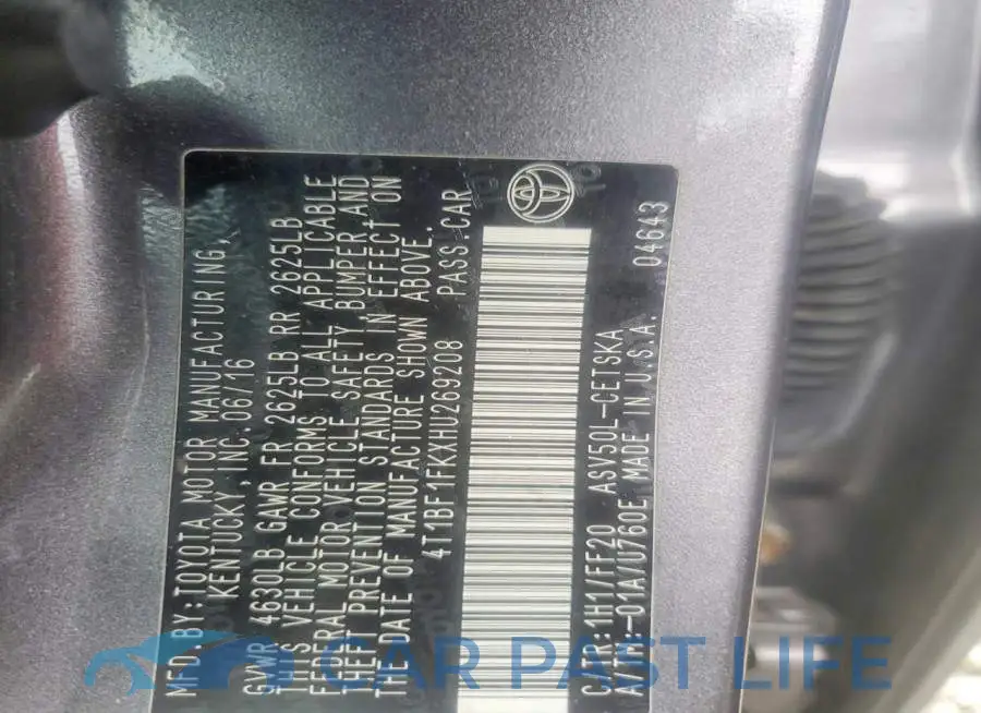 4T1BF1FKXHU269208# 12
