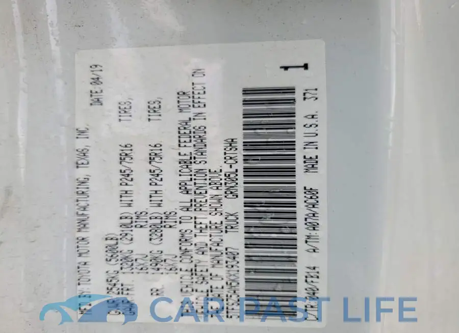 5TFSZ5AN5KX193407# 12