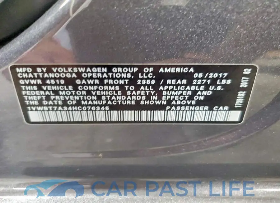 1VWBT7A34HC076345# 12
