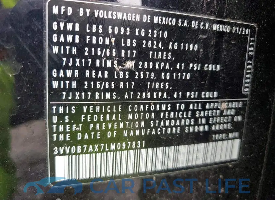 3VV0B7AX7LM097831# 13