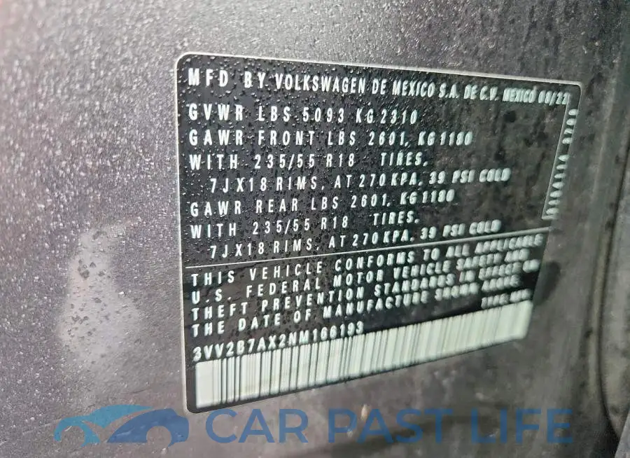 3VV2B7AX2NM166193# 14